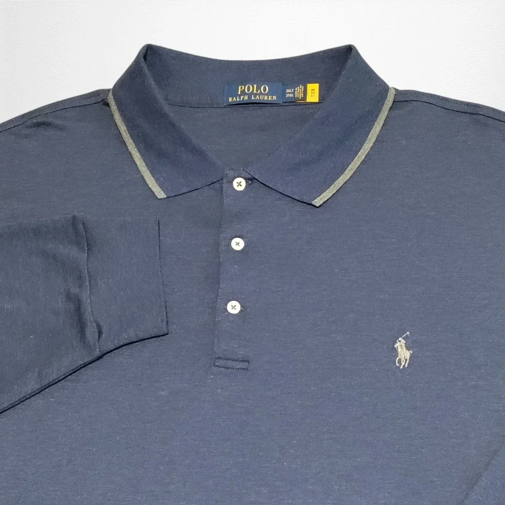 Polo Ralph Lauren Soft Cotton Long Sleeve Polo Shirt Mens 3XLT Big & Tall NWOT